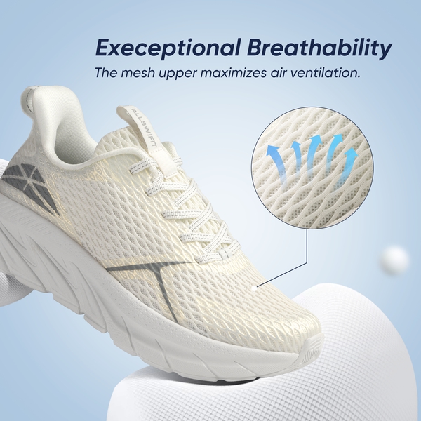 [ALLSWIFIT 1.0] Women's Mesh Athleisure Sneakers - ALL WHITE - 6